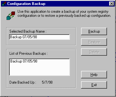 Configuration Backup Win95
